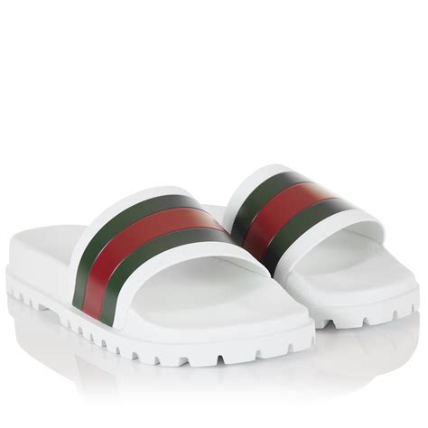 white gucci slides men's